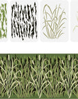 4 Pcs Bark Camouflage Stencil 11.7X8.3 Inch Camouflage Grass Bark Reed Pattern Stencils Plastic Wall Camo Stencil Kit Reusable DIY Art and Craft Stencils for Scrapbooking Wall Decor