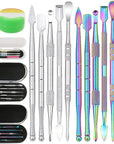 15 Pieces Wax Carving Tools,Stainless Steel Double-Ended Wax Sculpting Tools with 2Pcs Silicone Containers and 2Pcs Portable Metal Case for Wood Clay Pottery