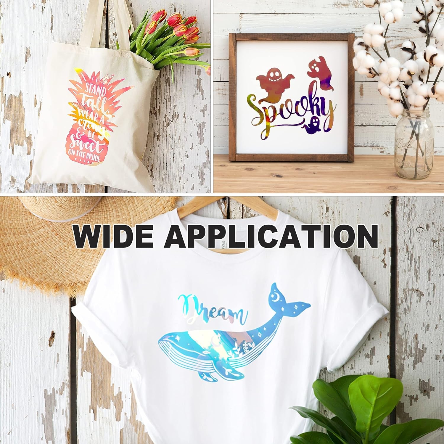 Opal Holographic Heat Transfer Vinyl 11 Pack Holographic Iron on Vinyl Rainbow Vinyl Glitter HTV Metallic HTV Sheets Chameleon Iridescent 11.4"X9.8" for Cricut Silhouette Heat Press