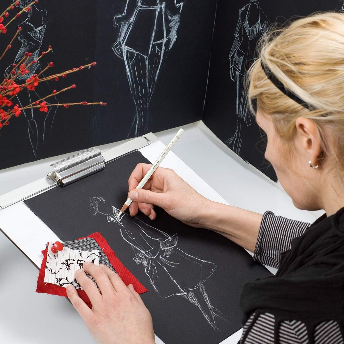 Professional White Charcoal Pencils Set -  3 Pieces Sketch Highlight White Pencils for Drawing, Sketching, Shading, Blending, White Chalk Pencils for Beginners & Artists