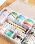 Adjustable 15-Compartment Grid Slot Plastic Storage Box Jewelry Bead Tool for Washi Tape, Art Supplies and Sticker Container Organizer Case