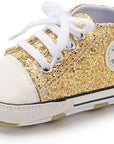 Unisex Baby Boys Girls High Top Sneaker Soft Anti-Slip Sole Newborn Infant First Walkers Canvas Denim Shoes