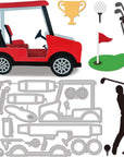 Golf Cart Cutting Dies for DIY Scrapbooking Metal Golf Tools Sport Die Cuts Embossing Stencils Template for Paper Card Making Decoration Album Craft Decor