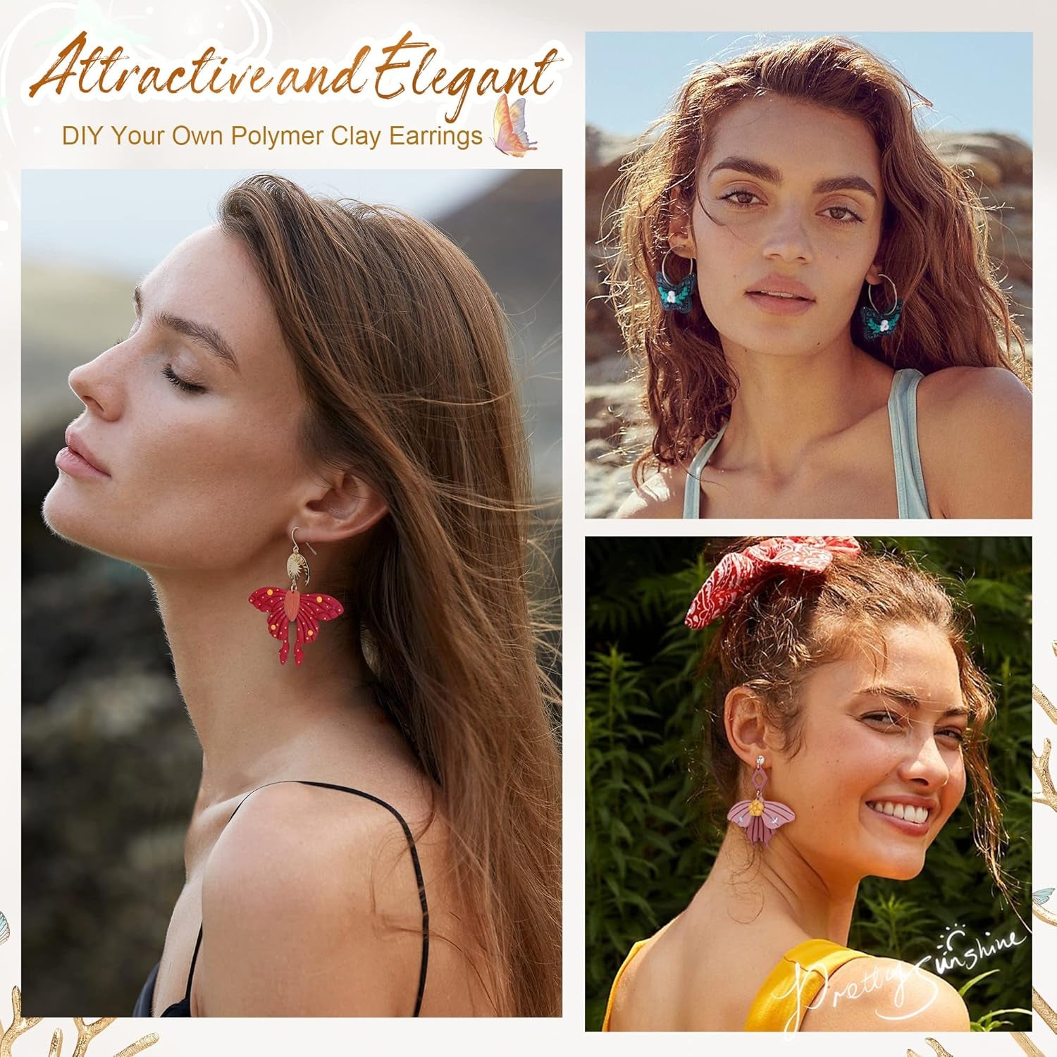 Luna Moth Polymer Clay Cutters - 16 Shapes Clay Cutters for Earrings, Moth Shapes Clay Cutters for Polymer Clay Jewelry Making, Mystical Drop Dangle Earrings Clay Earring Cutters