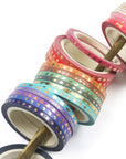 24 Rolls Skinny Washi Tape Set Gold Foil Print Decorative Tapes for Arts, DIY Crafts, Journals, Planners, Scrapbooking, Wrapping (Slim 3Mm)