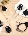 500 Pcs Necklace Display Cards Adhesive Jewelry Packaging Card Kraft Keychain Display Card Hanging Bracelet Card Holder for Choker Earring Hairband Displaying Small Business Supplies (Black)