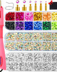 Hotfix Rhinestone Setter, Hot Fix Applicator Tool Bedazzler Kit with Rhinestones, Kit, Hot Fixed Wand for Clothes Clothing Fabric Crafts, 5000 Pcs, AB Crystal, Clear, 3 Gems Sizes, Tips