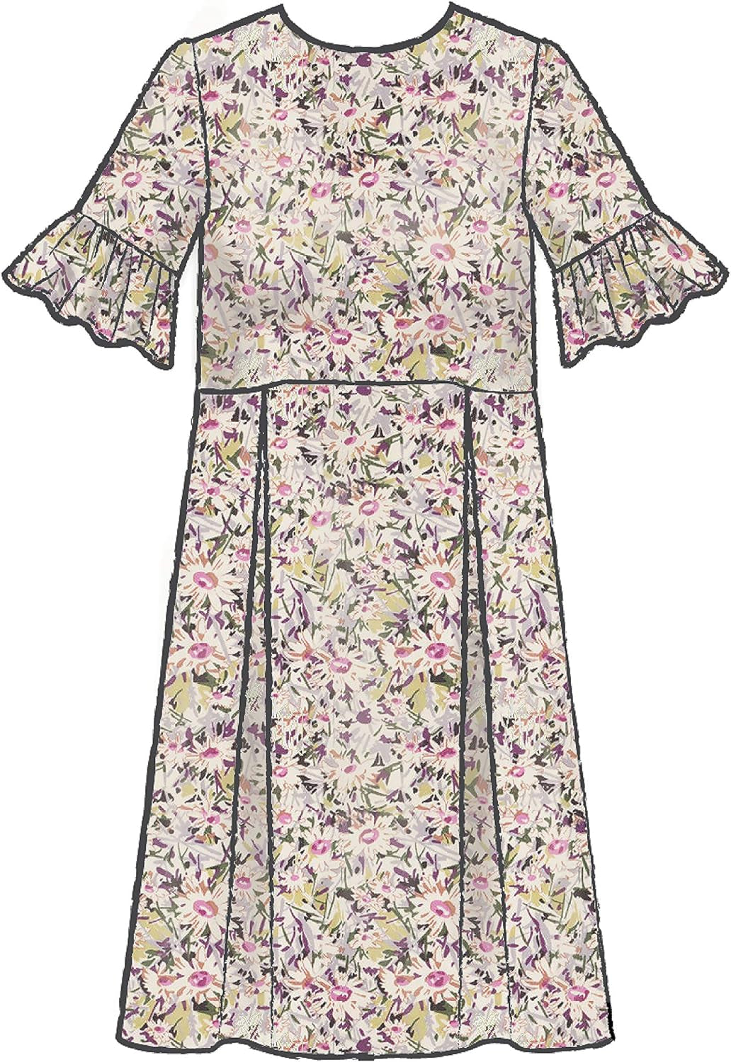 Patterns  Women'S Knee Length Pleated Dress, Sizes 6-14 Sewing Pattern, White