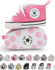 Unisex Baby Boys Girls High Top Sneaker Soft Anti-Slip Sole Newborn Infant First Walkers Canvas Denim Shoes