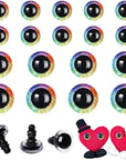 18Pcs 12-18Mm 3D Rainbow Glitter Safety Eyes for Crocheting with Washers Safety Eyes for Amigurumi Crochet Animals Halloween Decorations Crochet Accessories Gift for Crochet Lovers