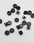 200 Pack Plastic Button Black Buckle Charm Backs DIY Shoe Charm Accessories for Flat Shoe and Wristband Charms Back Ornaments 10 * 12Mm Black round Buttons (200)