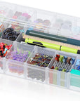 18 Grids Large Plastic Compartment Container, Bead Storage Organizer Box Case with Adjustable Removable Dividers for Jewelry Craft Tackles Tools, Size 11.7 X 7.7 X 1.7 In, White