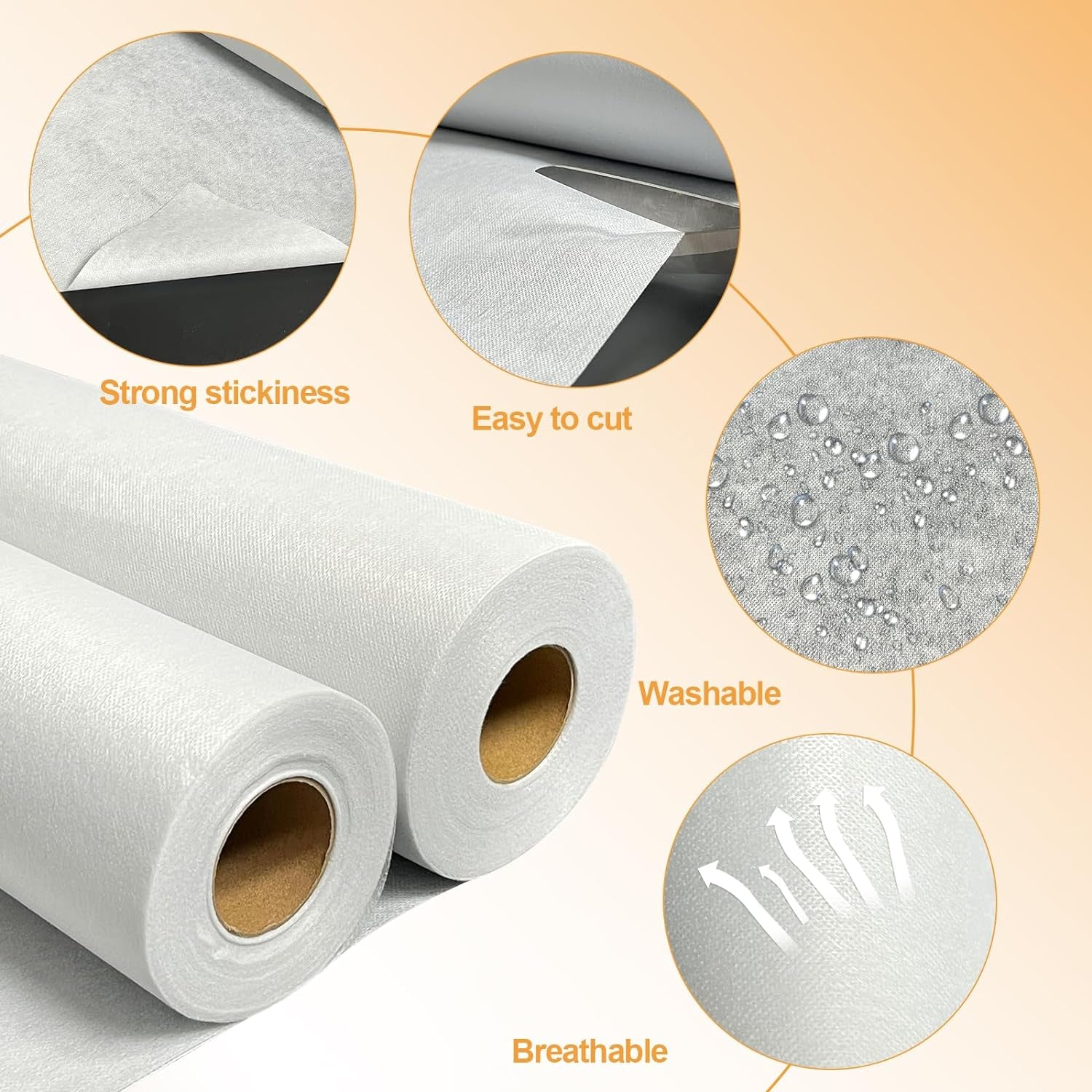 Medium Weight White Iron-On Non-Woven Fusible Interfacing: 16.5" X 30Yd Medium Weight Non-Woven Interfacing Iron on Polyester Single-Sided Interfacing for DIY Crafts Supplies