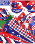 40 Pcs 4Th of July Fabric 2.6 X 40 American Flag Precut Fabric Strips for Quilting Red White and Blue Roll up Patchwork Fabric for Independence Day DIY Sewing Handmade, 8 Styles