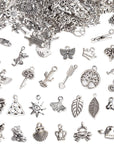 200PCS Silver Alloy Charms, Silver Charms for Jewelry Making Silver Metal Charms Pendants DIY for Necklace Bracelet Jewelry Crafting