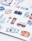 Mini Size Scrapbook Stickers, 45Pcs  DIY Decoration Travel Stickers Life Set for Travel Case, Laptop, Planners, Calendars, Scrapbook, Suitcase, Notebooks, Dimension Less 44Mm(Travel)