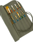 Deluxe Canvas Art Paint Brush Holder & Storage Organizer Roll-Up Case Bag - 24 Slot Pockets Carry Pouch - Protect Artist Acrylic Oil Watercolor Paintbrushes - Store Pencils, Pens Tools