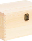 Extra Large Rectangle Unfinished Pine Wood Box Natural DIY Craft with Hinged Lid and Front Clasp for Arts Hobbies and Home Storage-10.71X8X5.66 Inches