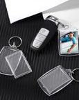 100 Pieces Clear Acrylic Photo Frame Keychain Photo Insert Keyrings Blank Rectangle DIY Keychain Picture Frame Keyring with Split Ring Suit for 1.3 X 1.8 Inches Photos
