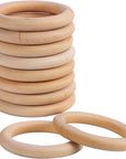 10 Pcs Macrame Wooden Rings, 60Mm/2.4Inch Natural Unfinished Solid Wood Hoops for DIY Craft Pendant Connectors Jewelry Making
