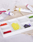 White Square Ceramic Artist Paint Palette,Porcelain Watercolor Palette,Ceramic Mixing Tray for Watercolor Gouache Painting