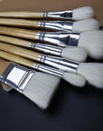 Gilding Brush Set, 7 Pieces Versatile Goat Hair Blending Mop Brushes for Acrylic Painting Wartercolor Foil Gold Leaf Flakes Sheets