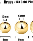 200 Pcs Mix 14K Gold Plated Beads Smooth Little round Spacer Beads Brass Long-Lasting Tarnish Resistant Seamless Loose Beads for DIY Bracelet Jewelry Making (3/4/5/6Mm-Gold)