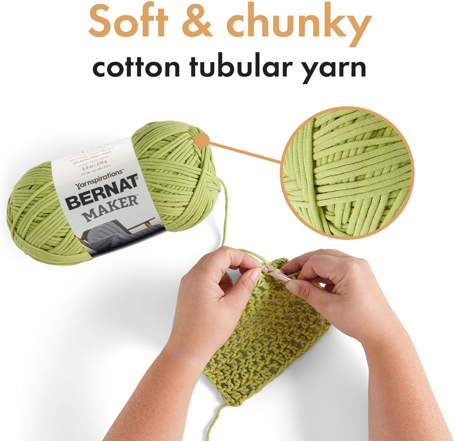 Maker Black Yarn - 2 Pack of 250G/8.8Oz - 72% Cotton 28% Nylon -