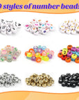 900Pcs Number Beads for Bracelets,9 Colors 0-9 Number DIY Jewelry Making Bracelet Necklace Keychain Crafts Making 7X4Mm