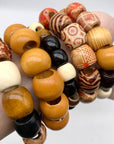 200Pcs Large Hole Barrel Wood European Loose Beads 4 Colors Natural Wooden Dreadlock Hair Braid Beads for Hair Braids Jewelry Bracelet Necklace Making 16X16-17Mm