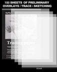 Tracing Paper 8.5X11 Inch, 100 Sheets Transparent Vellum Paper for Tracing Pads, 38Lb/60Gsm Translucent Tracing Paper for Pencil, Marker and Ink - Trace Images, Sketch, Preliminary Drawing, Overlays.