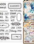 Date Postcode Clear Stamps City Name Silicone Stamps Label Flower Frame Transparent Rubber Seal Stamps for Card Making DIY Scrapbooking Crafting Photo Album Journal Decor