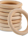 10 Pcs Macrame Wooden Rings, 60Mm/2.4Inch Natural Unfinished Solid Wood Hoops for DIY Craft Pendant Connectors Jewelry Making