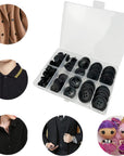 100Pcs Black Sewing Buttons,4-Hole Craft Buttons, 5 Sizes,With Compartment Storage Box, Suitable for Sewing,Suit Coat Shirt Buttons,Diy Decoration (Black)