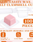 100 Pcs Wax Melt Molds Clear Empty Plastic Wax Melt Clamshells Container Molds PET Single Cube 1 Oz Candle Molds for DIY Chocolates Wax Melt Wickless Candles Soap Making
