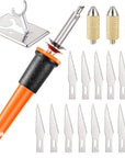 19 Pieces Electric Hot Knife Cutter Tool, Multipurpose Hot Knife Stencil Cutter with Metal Stand, 14 Pieces Blades, 3 Pieces Chuck Sleeves for Cutting Carving Soft Thin Foam Making Stencils