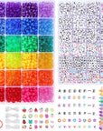 4070Pcs Pony Beads for Friendship Bracelets, 24 Colors Kandi Beads Set, Included Letter Beads, Heart Beads, Polymer Clay Beads, Bracelet Making Kit for Necklace Jewelry Making and Craft Gifts
