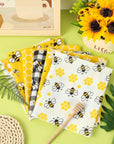 6Pcs Summer Cotton Fabric Bundles Bee Daisy Honeycomb Plaid Fat Quarters Bee Theme Quilting Patchwork Squares for DIY Handmade Craft Decor, 18 X 22 Inch