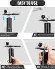 Airbrush Kit Rechargeable Cordless Airbrush Compressor, Non-Clogging High-Pressure Air Brush Set with 0.3Mm Nozzle and Cleaning Brush Set for Makeup, Barber, Nail Art, Cake Decor