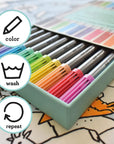 Artist Set of 20 Original Doodle Wash-Out Fabric Marker Set - Double-Ended Felt Tips in Handy Storage Box