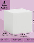 6 Pack Foam Cube Squares for Crafts - Polystyrene Blocks for DIY, Floral Arrangements, Arts Supplies (4 X 4 X 4 In, White)