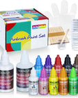 Airbrush Paint - Perfect for Artists and Beginners - Complete Water-Based Air Brush Painting Set with Thinner, Cleaner, Mixing Cups, Mixing Sticks, Gloves