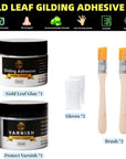 Gilding Adhesive, 100Ml Epoxy Resin Gold Leaf Adhesive for Professional Craft Use, Water Based Varnish for Protect the Surface of Gold Foil from Oxidating (Brush + Gloves as Gifts)