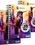 Watercolor Pads 5.5X8.5”, Pack of 3 (90 Sheets), Spiral Bound, Acid-Free Paper, 140Lb (300Gsm), Perfect for Most Wet & Dry Media, Ideal for Beginners, Artists & Professionals