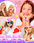 130 Pcs Charm Bracelet Making Kit, Jewelry Toy for Girl Age 8-12 Beads Craft Set for 5 6 7 8 9 10 11 12 Year Old Teenage Birthday Gift