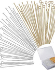 600 Pieces 2 Inch Flat Head Pins Eye Pins for Jewelry Making DIY, Straight Head Eye Pins Gold and Sliver Jewelry Making Pin Metal End Headpins for Craft Earring Bracelet Necklace Pendant Supplies