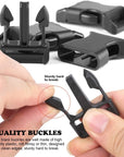 1 Inch Plastic Buckles, 80 Side Release Strap Buckles and Slides Parachute Buckles for DIY Backpack Luggage Strap