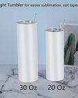 8 Pack Straight Sublimation Tumblers Set 20 Oz Skinny, Stainless Steel Skinny Sublimation Tumbler Blank with Shrink Wrap Film Lid Straw Set,Individually Boxed, Not Tapered