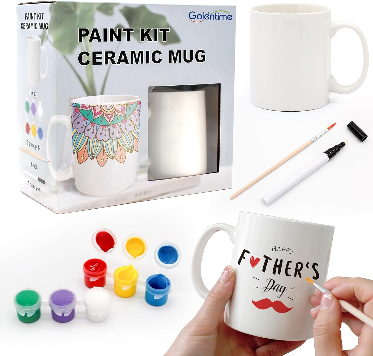 Paint Your Own Mug Kit for Adult Kids Craft Art Activity Plain Blank White Coffee Mugs with Gift Box Paint Your Own Mug Set Valentine Mother'S Day Father'S Day Gifts