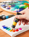 47 Pack Acrylic Paint Set, 15 Colours (12Ml Each, 2Pack) Acrylic Paint with 10 Brushes Painting Canvas Knife Palette Sponge, Complete Gift Set for Kids, Adults Painting Canvas, Ceramic